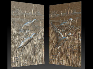 ducks in the reeds - relief - 2019 Model do druku 3D