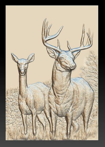 two deer - relief -2019 Model do druku 3D .c4d .max .obj .3ds .fbx .stl .blend 