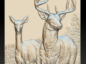two deer - relief -2019 3D प्रिंट मॉडल