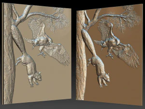 falcon hunts for squirrel - relief - 2019 3D Print Model