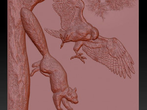 falcon hunts for squirrel - relief - 2019 Modèles 3D en vedette
