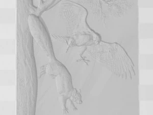 falcon hunts for squirrel - relief - 2019 3D Print Model