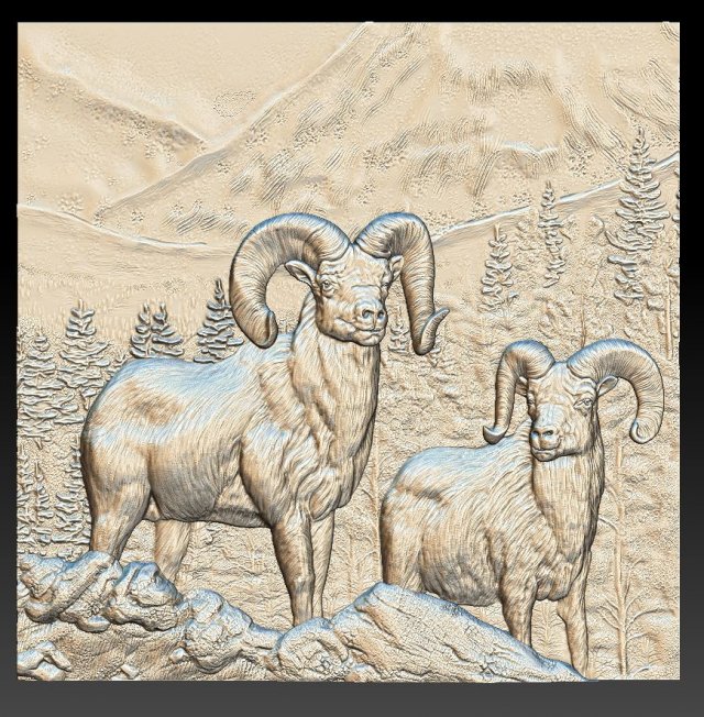 rams in the mountains - relief - 2019 3D Принт Модель .c4d .max .obj .3ds .fbx .stl .blend 