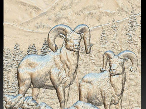 carneiros nas montanhas - relevo - 2019 Modelo de Impressão 3D