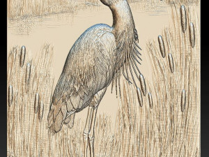 heron in the reeds -relief -2019 3D Print Model
