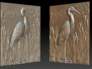 heron in the reeds -relief -2019 3D 프린트 모델