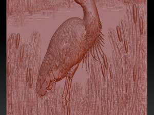 heron in the reeds -relief -2019 3D 프린트 모델