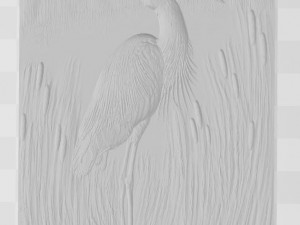 heron in the reeds -relief -2019 3D 프린트 모델