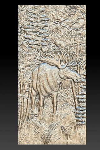 elk in the forest - relief -2019 3D-printmodel .c4d .max .obj .3ds .fbx .stl .blend 