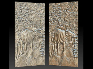 elk in the forest - relief -2019 3D Print Model