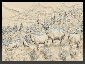 jelenie w g&oacute;rach - płaskorzeźba - 2018 Model do druku 3D