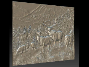 deer in the mountains - relief - 2018 3D Print Model