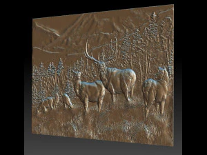 deer in the mountains - relief - 2018 3D Print Model