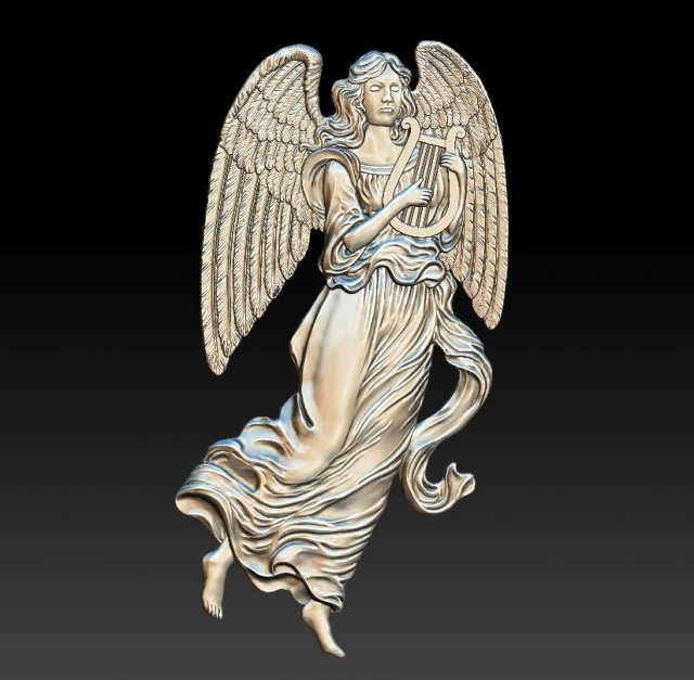 angel with lyre - basrelief - 2018 Modèles 3D en vedette .c4d .max .obj .3ds .fbx .stl .blend 