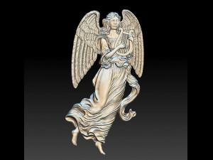 angel with lyre - basrelief - 2018 Modelo de Impressão 3D
