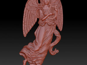 angel with lyre - basrelief - 2018 Modèles 3D en vedette