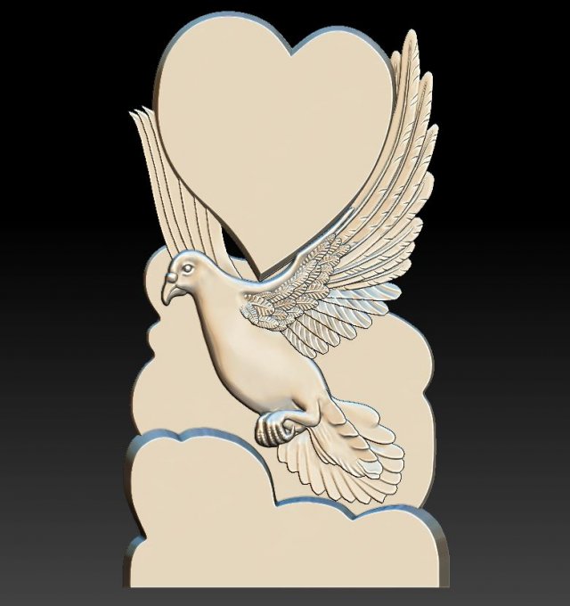 dove with a heart - relief - 2017 3D प्रिंट मॉडल .c4d .max .obj .3ds .fbx .stl .blend 