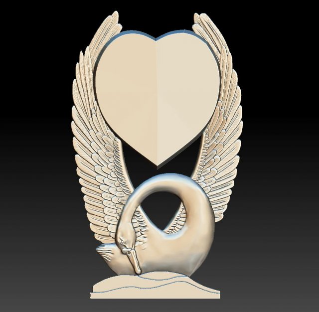 swan with a heart - relief - 2017 3D-printmodel .c4d .max .obj .3ds .fbx .stl .blend 