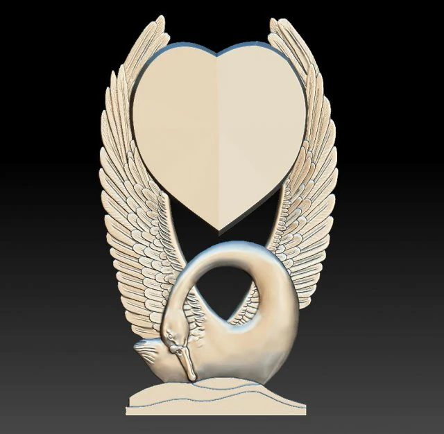 swan with a heart - relief - 2017 3D Print Model .c4d .max .obj .3ds .fbx .stl .blend 