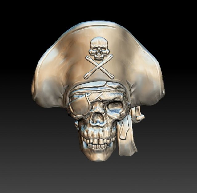 pirate skull 1 - relief - 2020 3D Print Model .c4d .max .obj .3ds .fbx .stl .blend 
