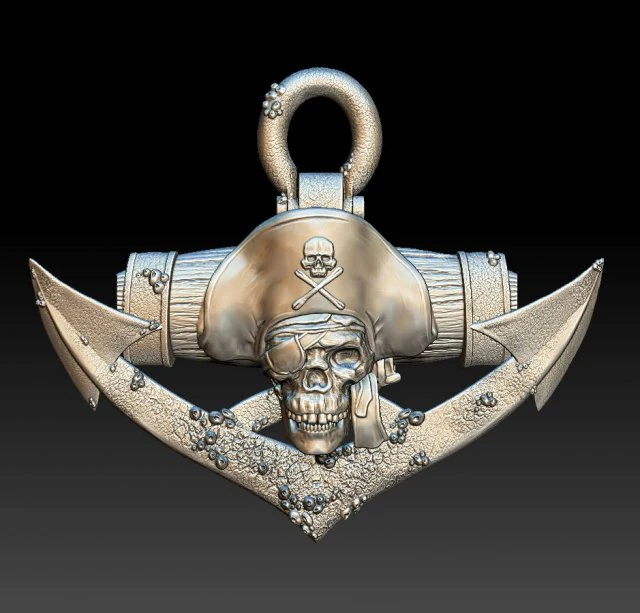 pirate skull 2 - relief - 2020 3D Print Model .c4d .max .obj .3ds .fbx .stl .blend 