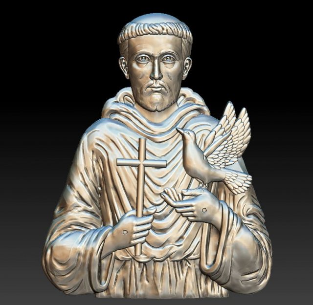 saint francis - relief - 2019 3D 프린트 모델 .c4d .max .obj .3ds .fbx .stl .blend 