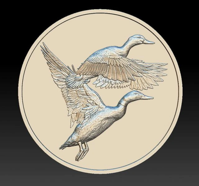 ducks coin - relief -2019 3D Print Model .c4d .max .obj .3ds .fbx .stl .blend 