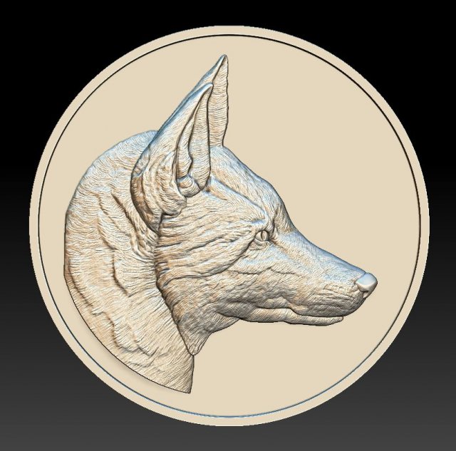 fox head coin - relief - 2020 3D 打印模型 .c4d .max .obj .3ds .fbx .stl .blend 