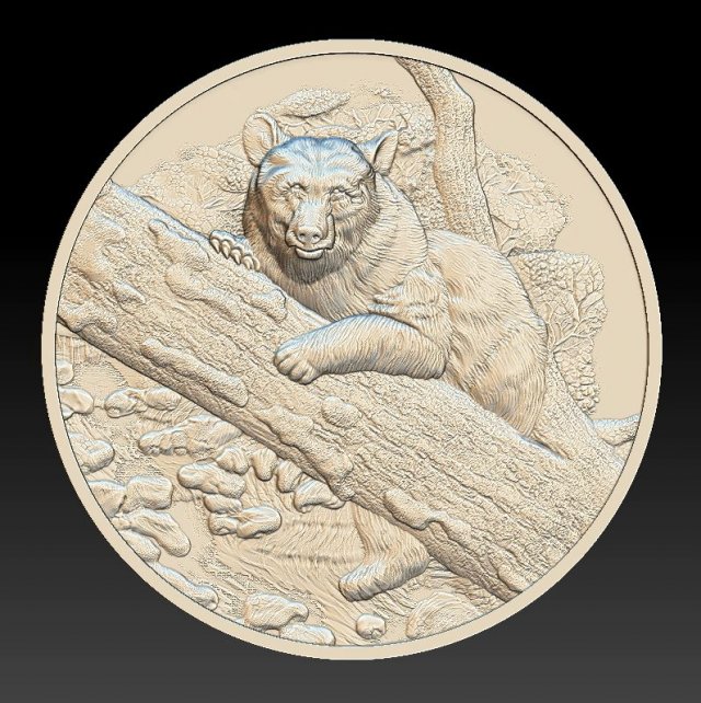 bear in the forest coin -relief -2020 3D Baskı Modeli .c4d .max .obj .3ds .fbx .stl .blend 