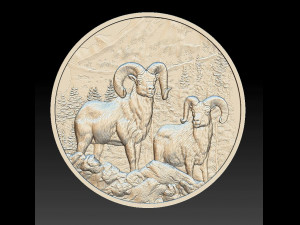 rams in the mountains coin - relief - 2020 3D Print Model