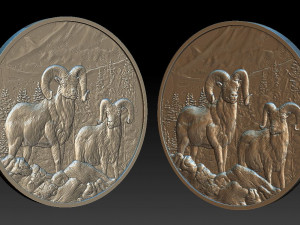 rams in the mountains coin - relief - 2020 3Dプリントモデル