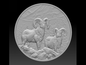rams in the mountains coin - relief - 2020 3Dプリントモデル
