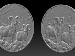 rams in the mountains coin - relief - 2020 3Dプリントモデル
