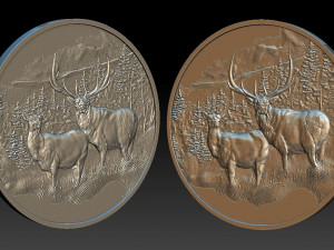 deer in the mountains coin - relief - 2020 3Dプリントモデル
