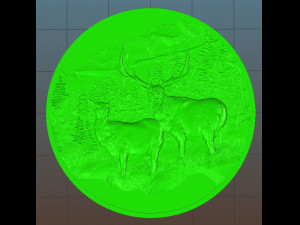 deer in the mountains coin - relief - 2020 3Dプリントモデル