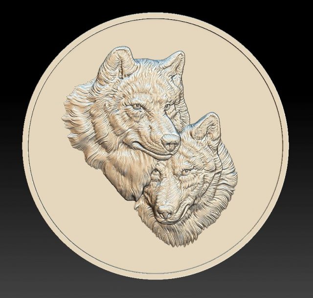 wolves coin - relief - 2020 3D 프린트 모델 .c4d .max .obj .3ds .fbx .stl .blend 