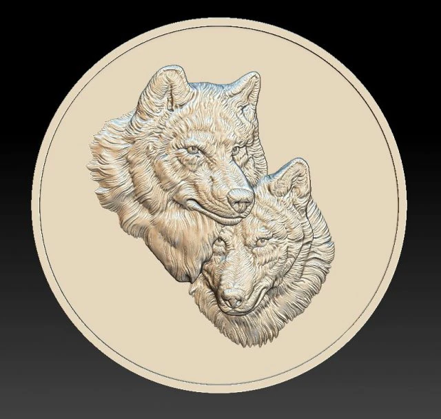 wolves coin - relief - 2020 3D Print Model .c4d .max .obj .3ds .fbx .stl .blend 