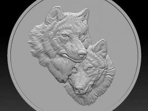 wolves coin - relief - 2020 3D Print Model