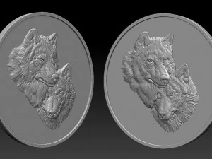 wolves coin - relief - 2020 3D Print Model