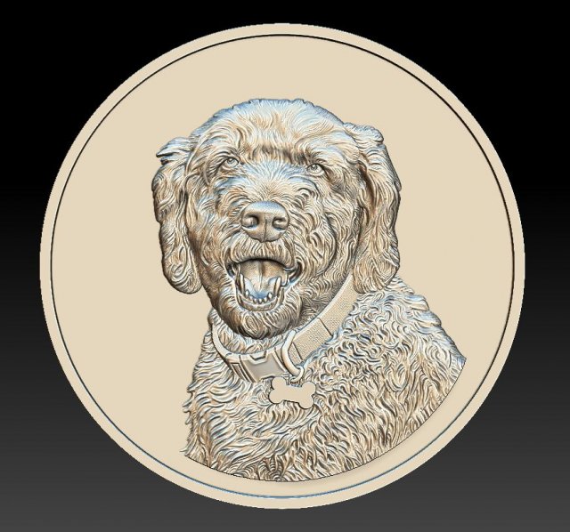 dog head coin - relief - 2020 3D Print Model .c4d .max .obj .3ds .fbx .stl .blend 