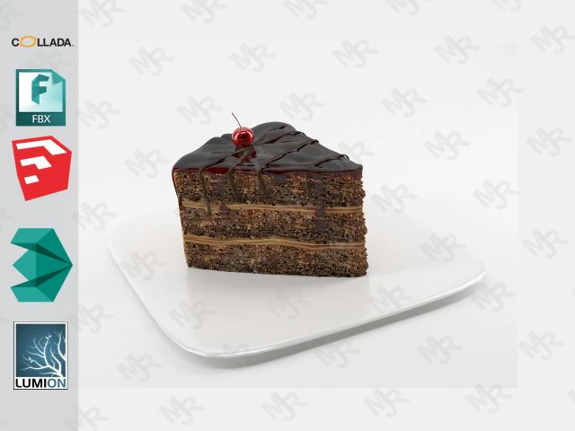 slice of chocolate cake free 3D Model .c4d .max .obj .3ds .fbx .stl .blend 