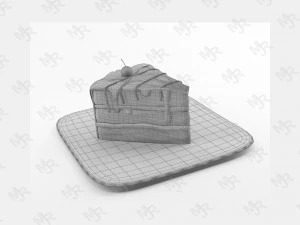 slice of chocolate cake free 3D Model