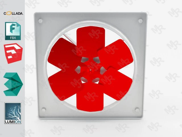 industrial wall fan 1 3D Model .c4d .max .obj .3ds .fbx .stl .blend