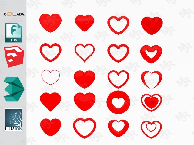 hearts pack 3D 모델 .c4d .max .obj .3ds .fbx .stl .blend 