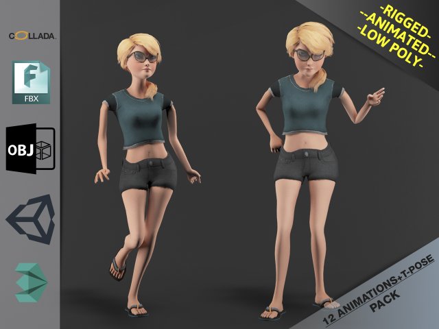 female toon motion pack 3D 모델 .c4d .max .obj .3ds .fbx .stl .blend 