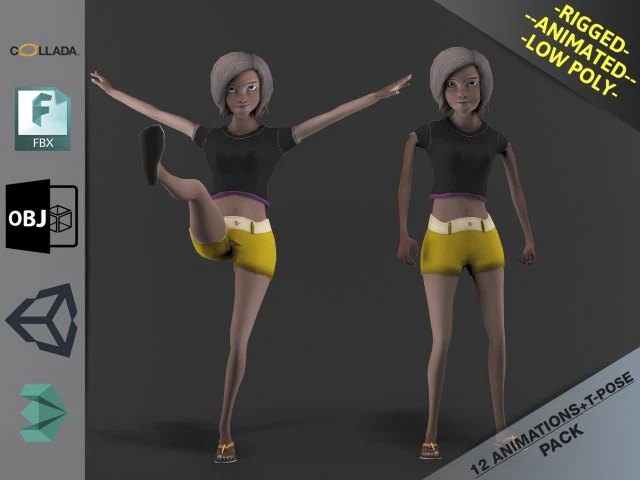 female toon motion pack 2 3D Model .c4d .max .obj .3ds .fbx .stl .blend