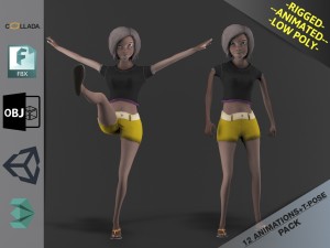 female toon motion pack 2 Modelo 3D