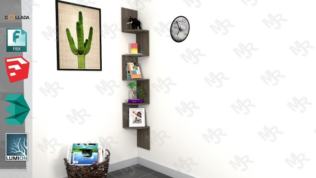 wooden corner stand pack vr - ar - low-poly 3D 模型 .c4d .max .obj .3ds .fbx .stl .blend 