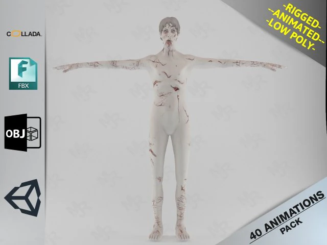 male zombie1 animations pack 3D Model .c4d .max .obj .3ds .fbx .stl .blend 