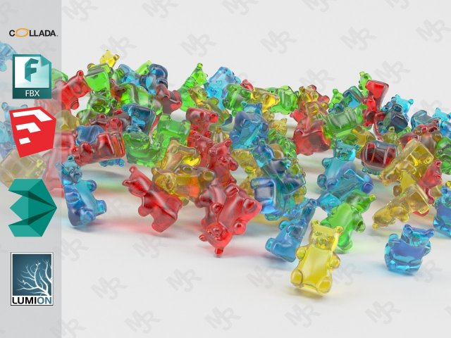 gummy bears animated Modelo 3D .c4d .max .obj .3ds .fbx .stl .blend 